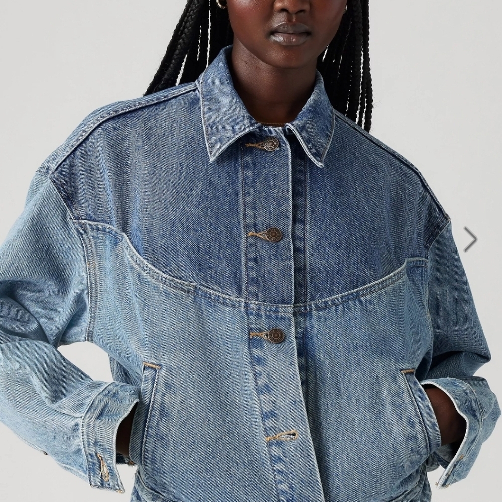 💙🔹️LEVIS🔹️ Shrunken 90s Trucker Western Ironic Iconic Jacket - Picture 2 of 10